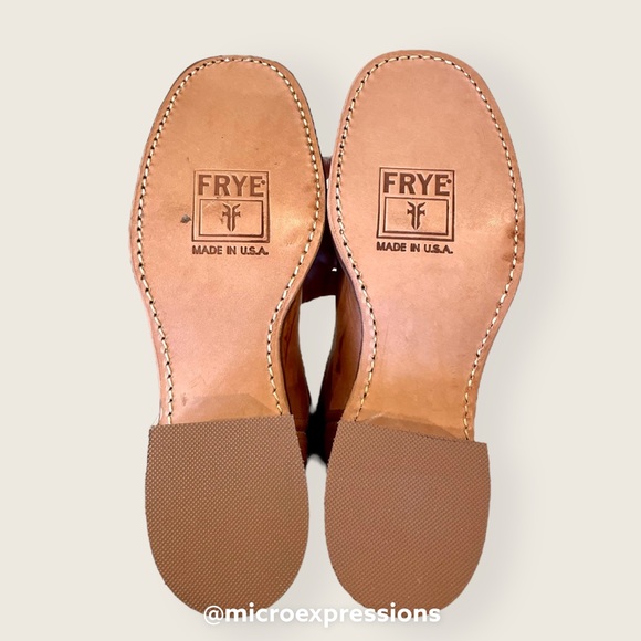 Frye Campus 14L Saddle Cognac Leather Vintage Distressed Square Toe Cowboy Boots - Picture 15 of 16